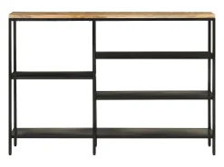 Mesa consola madera maciza mango rugosa y hierro 110x30x75 cm