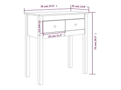 Mesa consola madera maciza de pino 70x35x75 cm