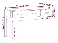 Mesa consola madera maciza de pino 114x40x75 cm