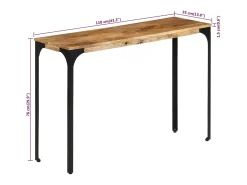 Mesa consola madera maciza de mango y hierro 110x35x76 cm