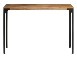 Mesa consola madera maciza de mango y hierro 110x35x76 cm
