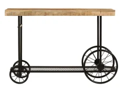 Mesa consola madera maciza de mango y hierro 112x36x76 cm