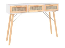 Mesa consola madera pino maciza ratán natural 105x30x75 cm