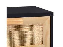 Mesa consola madera pino maciza ratán natural negro 80x30x75 cm