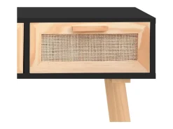 Mesa consola madera pino maciza ratán natural negro 105x30x75cm