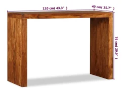 Mesa consola Madera sólida con acabado miel 110x40x76 cm