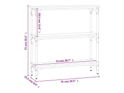Mesa consola negra 75x22,5x75 cm madera de ingeniería