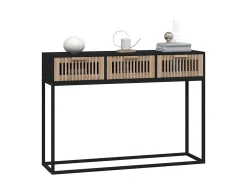 Mesa consola negra 105x30x75 cm madera contrachapada y hierro