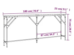Mesa consola negra 180x23x75 cm madera de ingeniería