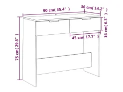 Mesa consola negra 90x36x75 cm madera de ingeniería