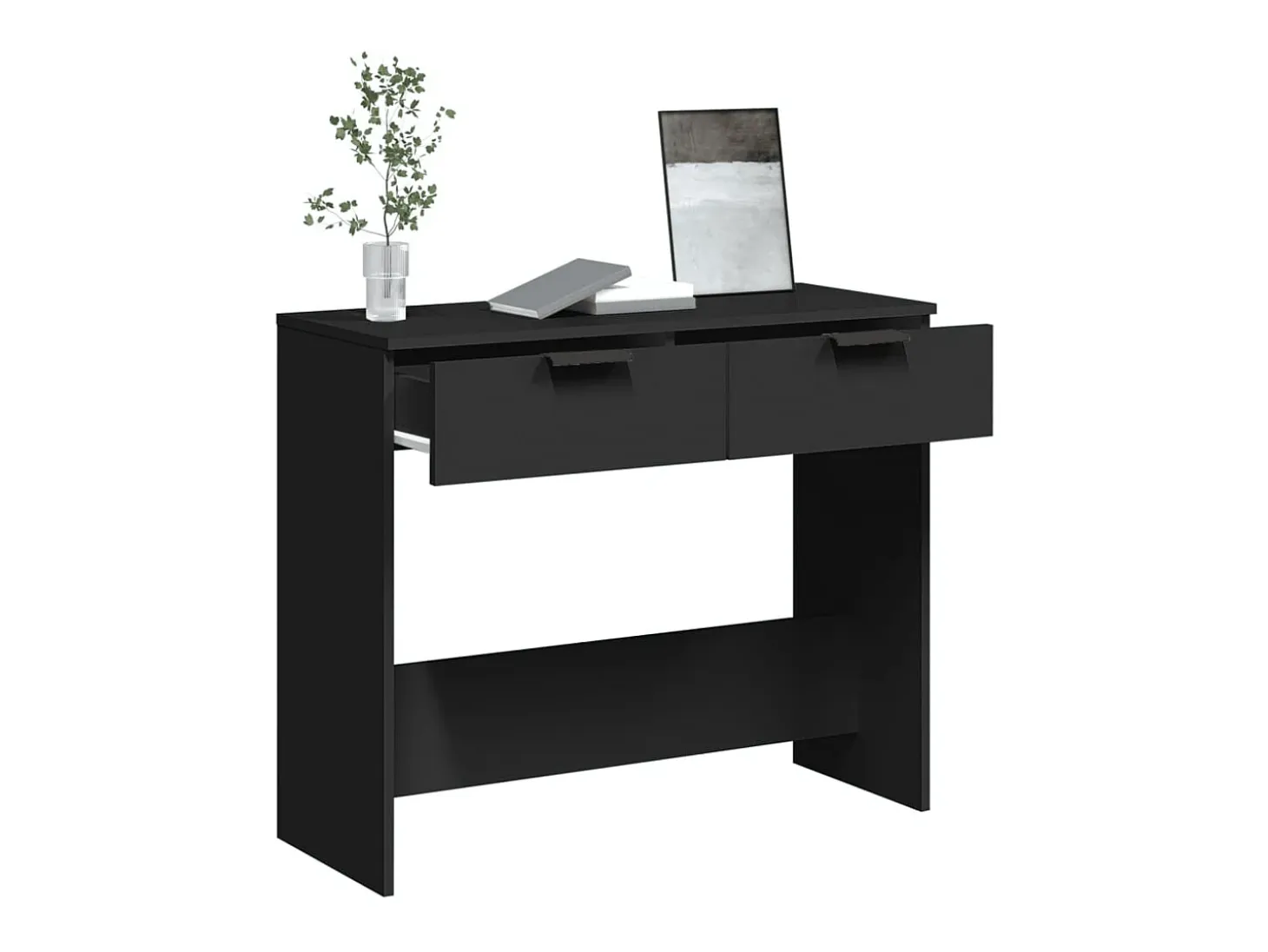 Mesa consola negra 90x36x75 cm madera de ingeniería