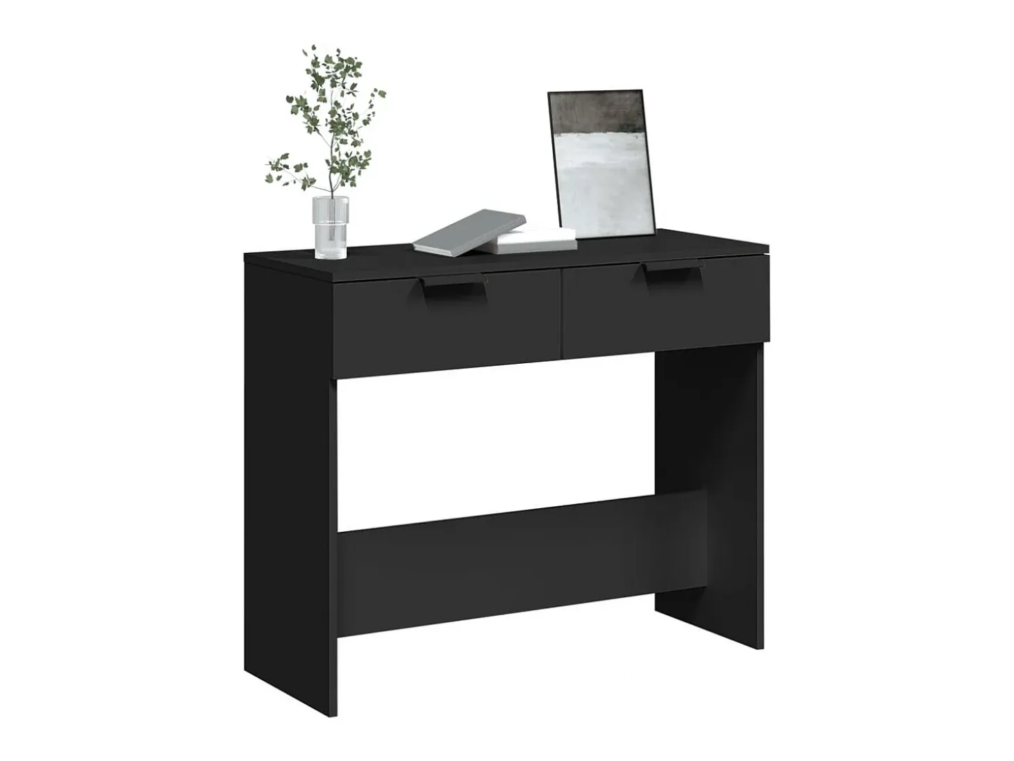 Mesa consola negra 90x36x75 cm madera de ingeniería