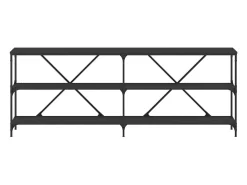 Mesa consola negra 200x30x75 cm madera contrachapada y hierro