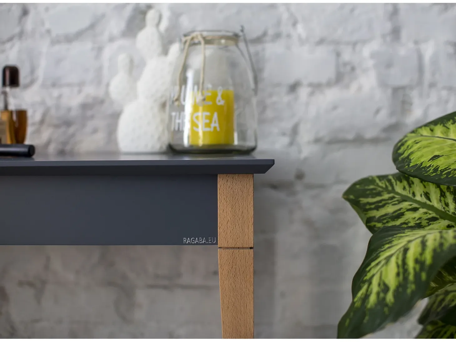 Mesa Consola Pequeña Con Estante 85 x 35 cm Mimo Blanco Tiza