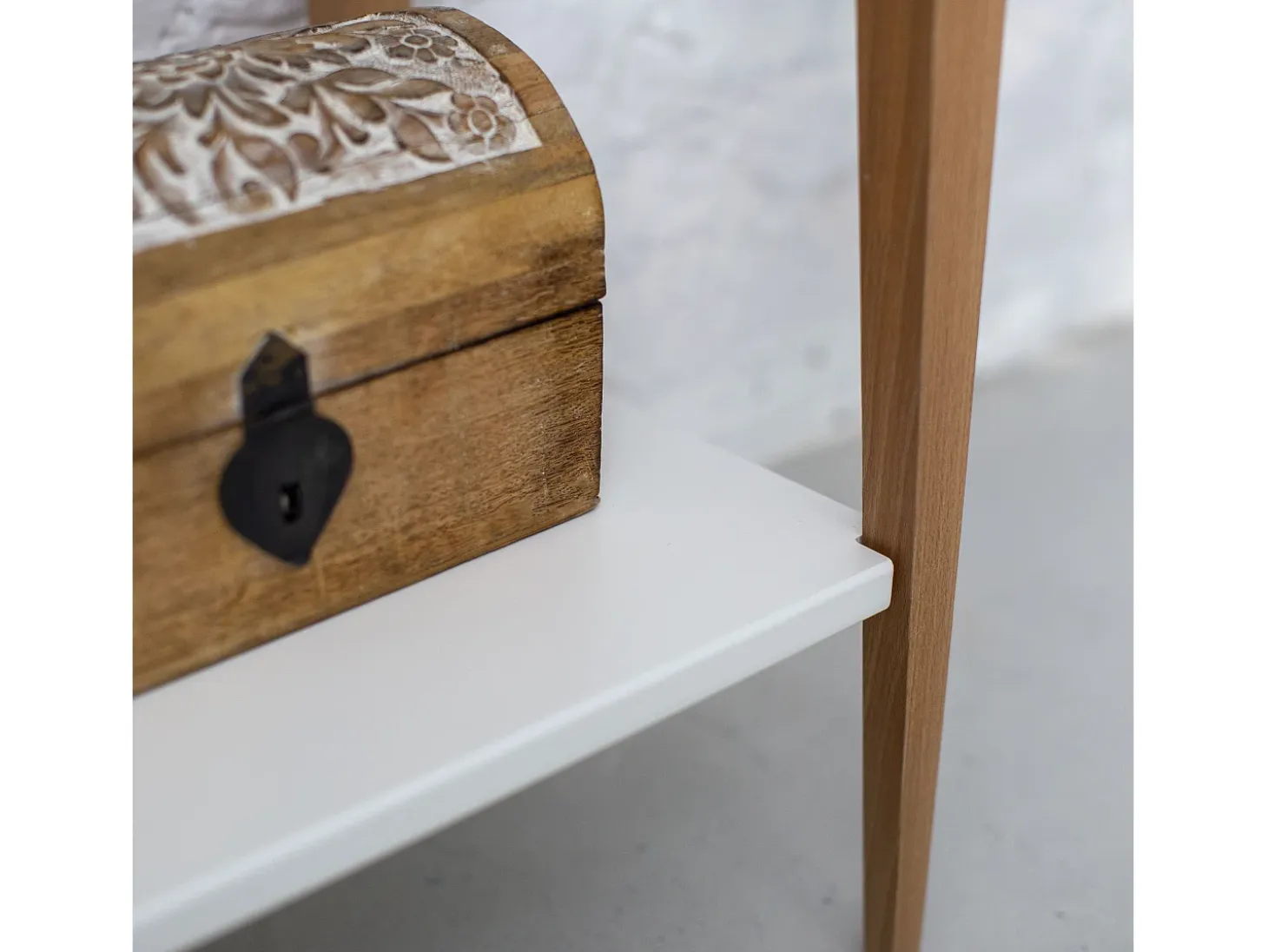 Mesa Consola Pequeña Con Estante 85 x 35 cm Mimo Blanco Tiza