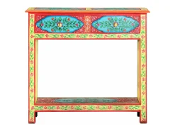Mesa consola pintada a mano madera maciza de mango 80x35x75 cm