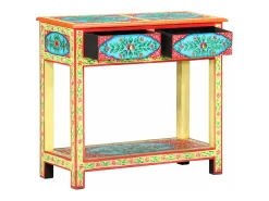 Mesa consola pintada a mano madera maciza de mango 80x35x75 cm