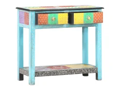 Mesa consola pintada a mano madera maciza de mango 80x35x75 cm ES430061
