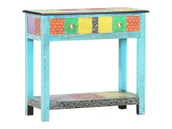 Mesa consola pintada a mano madera maciza de mango 80x35x75 cm