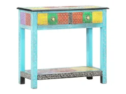 Mesa consola pintada a mano madera maciza de mango 80x35x75 cm