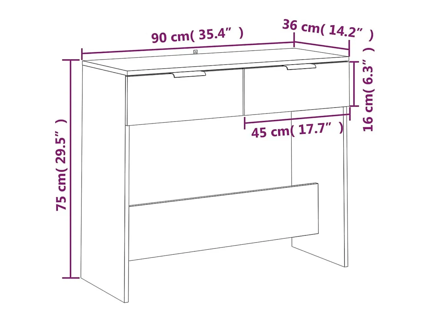 Mesa consola Roble ahumado 90x36x75 cm Madera de ingeniería