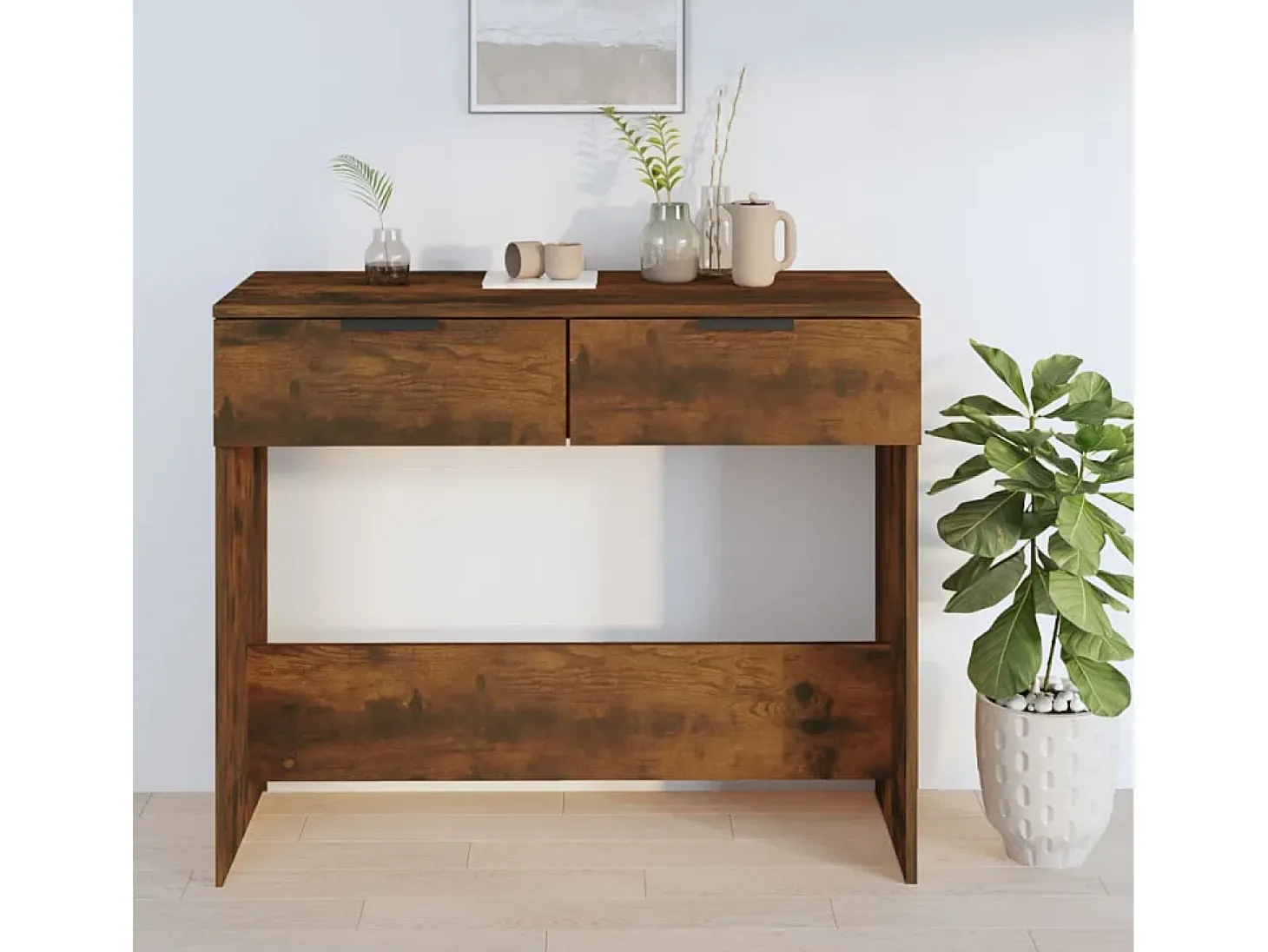 Mesa consola Roble ahumado 90x36x75 cm Madera de ingeniería