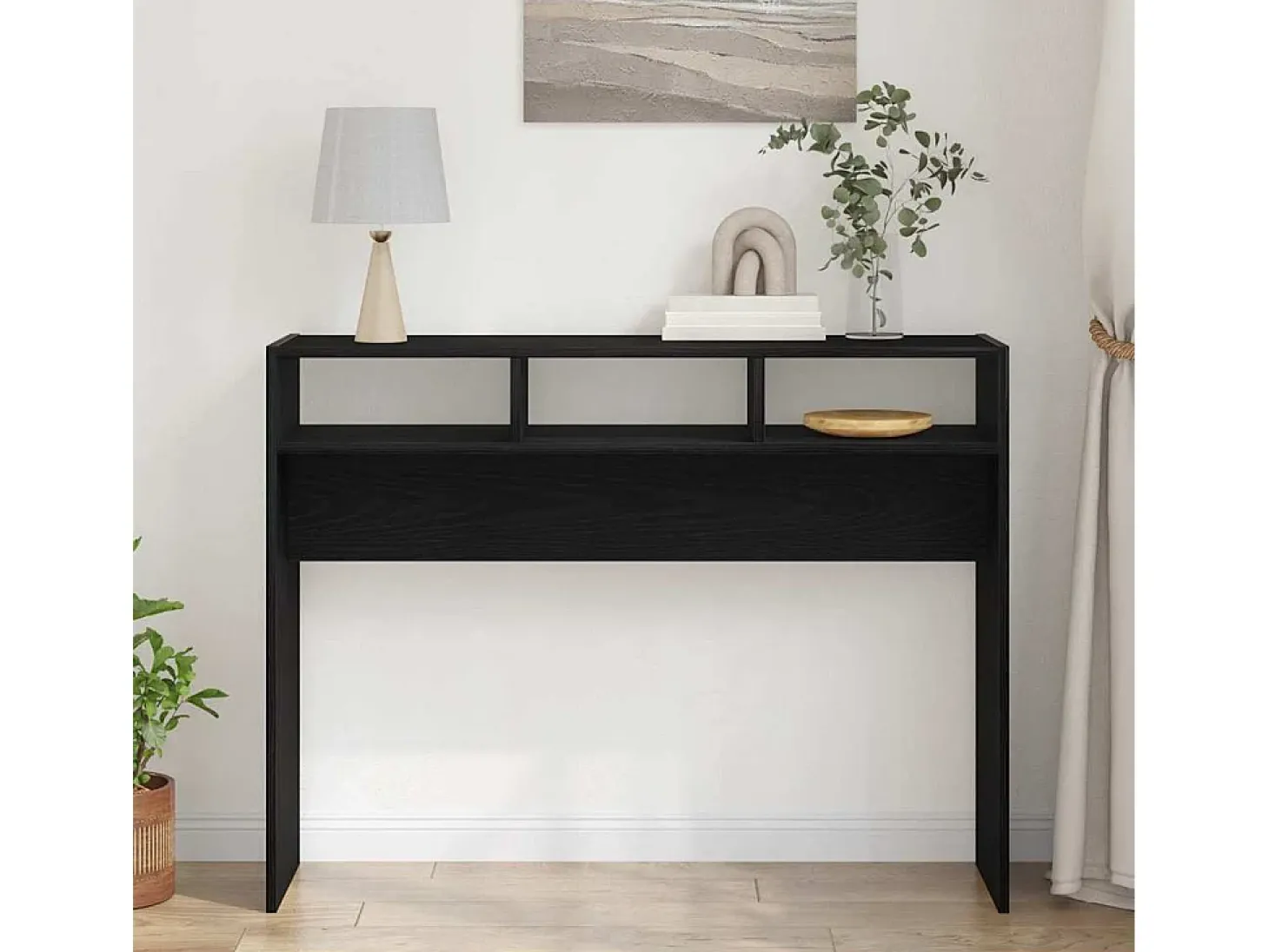 Mesa Consola Roble negro 105 x 30 x 80 cm Madera contrachapada