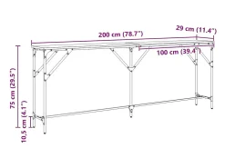 Mesa Consola Roble negro 200 x 29 x 75 cm