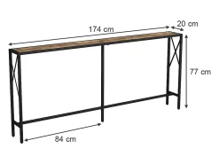 Mesa consola roble rústico 174x20x77 lima
