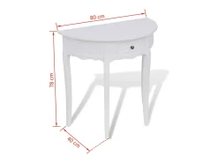 Mesa consola semicircular con cajón blanca