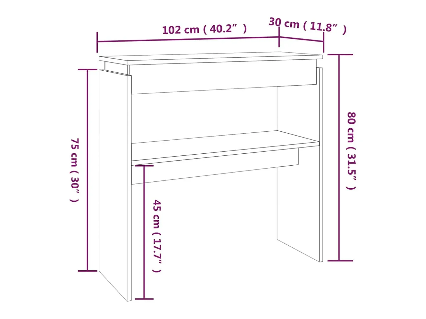 Mesa consola Sonoma gris 102x30x80 cm Madera de ingeniería