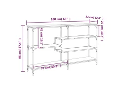 Mesa consola Sonoma gris 160x32x95 cm madera de ingeniería