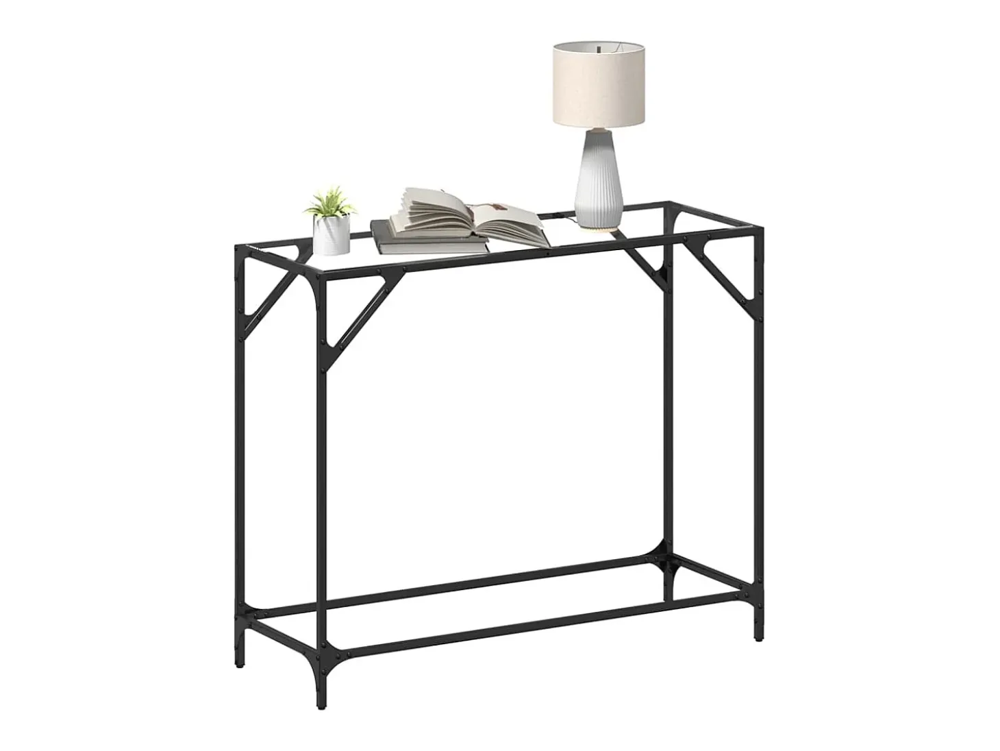 Mesa consola superficie vidrio transparente acero 98x35x81 cm ES926892