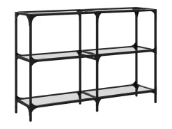Mesa consola superficie vidrio transparente acero 118,5x30x81cm