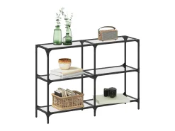 Mesa consola superficie vidrio transparente acero 118,5x30x81cm