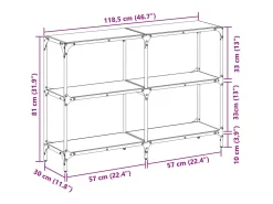 Mesa consola superficie vidrio transparente acero 118,5x30x81cm