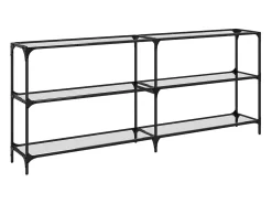 Mesa consola superficie vidrio transparente acero 194,5x30x81cm