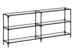 Mesa consola superficie vidrio transparente acero 194,5x30x81cm