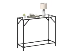 Mesa consola superficie vidrio transparente acero 98x35x81 cm