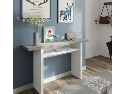 Mesa consola Tavolo desplegable blanco mate/cemento 77/75x120x35x70 cm