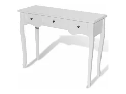 Mesa consola tocador con tres cajones blancos