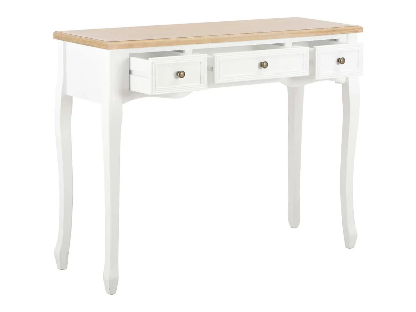 Mesa consola tocador con 3 cajones blancos