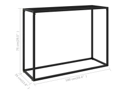 Mesa consola vidrio templado negro 100x35x75 cm