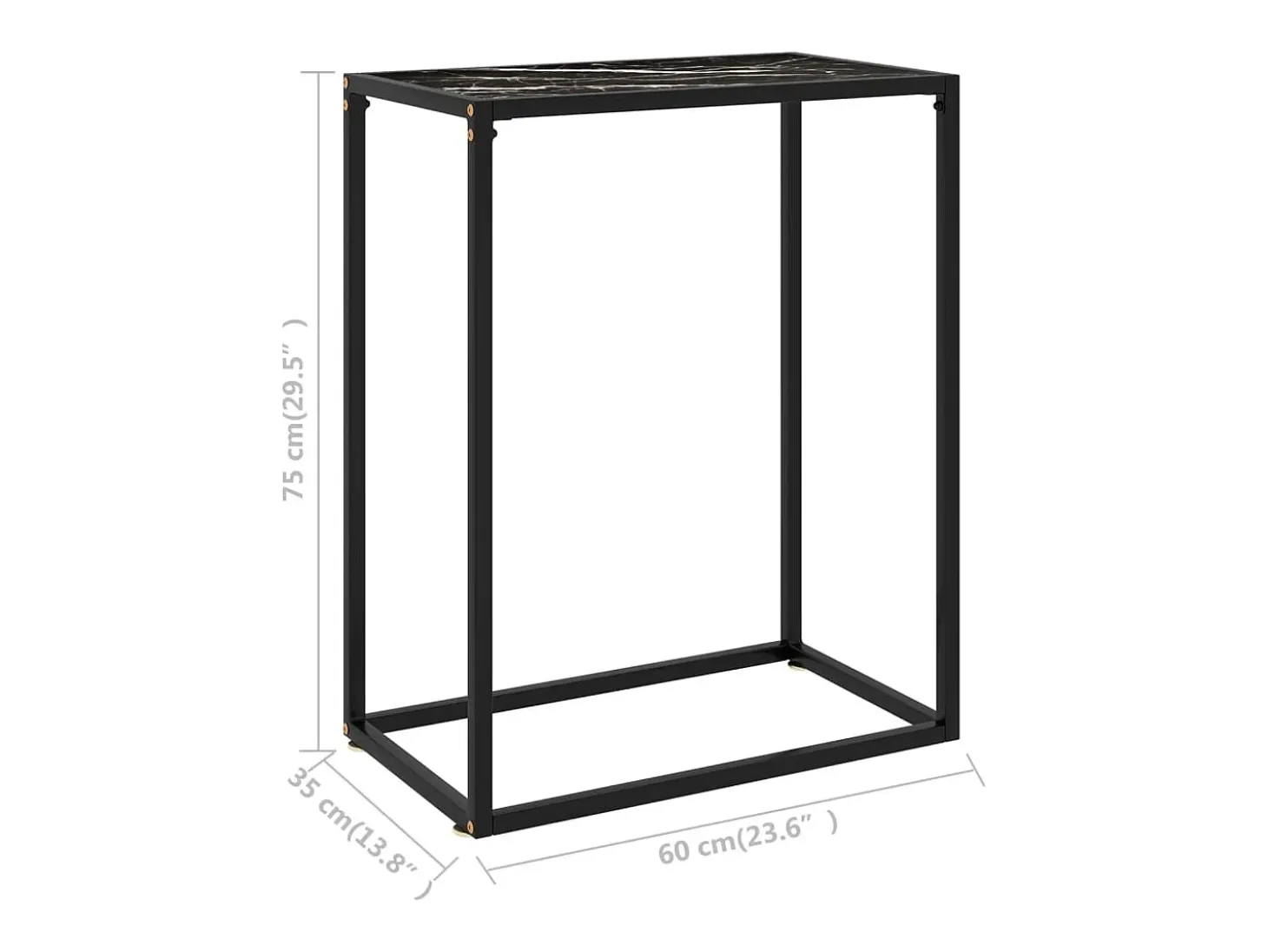 Mesa consola vidrio templado negro 60x35x75 cm