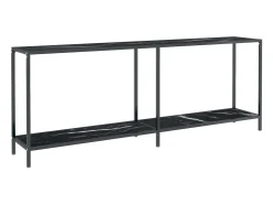 Mesa consola vidrio templado negro 200x35x75,5 cm ES386502