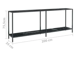 Mesa consola vidrio templado negro 200x35x75,5 cm