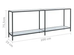Mesa consola vidrio templado blanco 200x35x75,5 cm