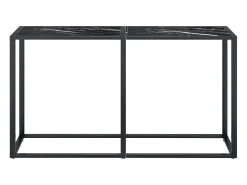 Mesa consola vidrio templado mármol negro 140x35x75,5cm ES697461
