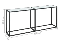 Mesa consola vidrio templado mármol blanco 180x35x75,5 cm