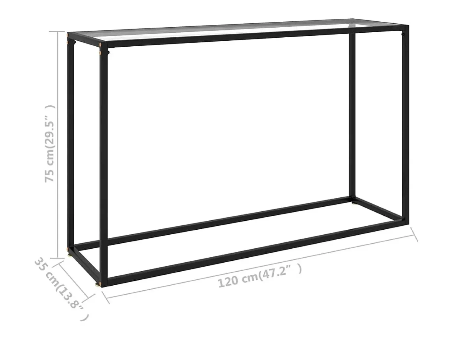 Mesa consola vidrio templado transparente 120x35x75 cm
